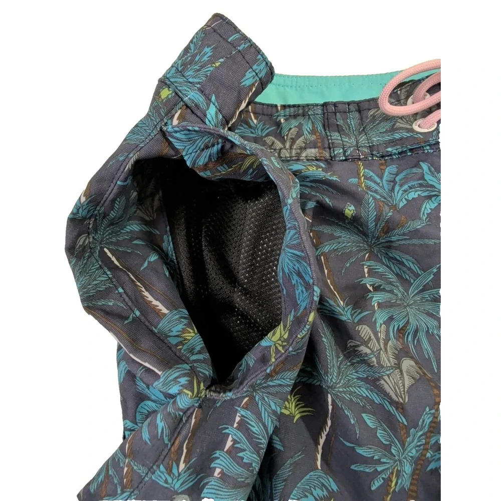 American Eagle Board Shorts Mens M Blue Palm‎ Trees Swim Beach Pool Vacation